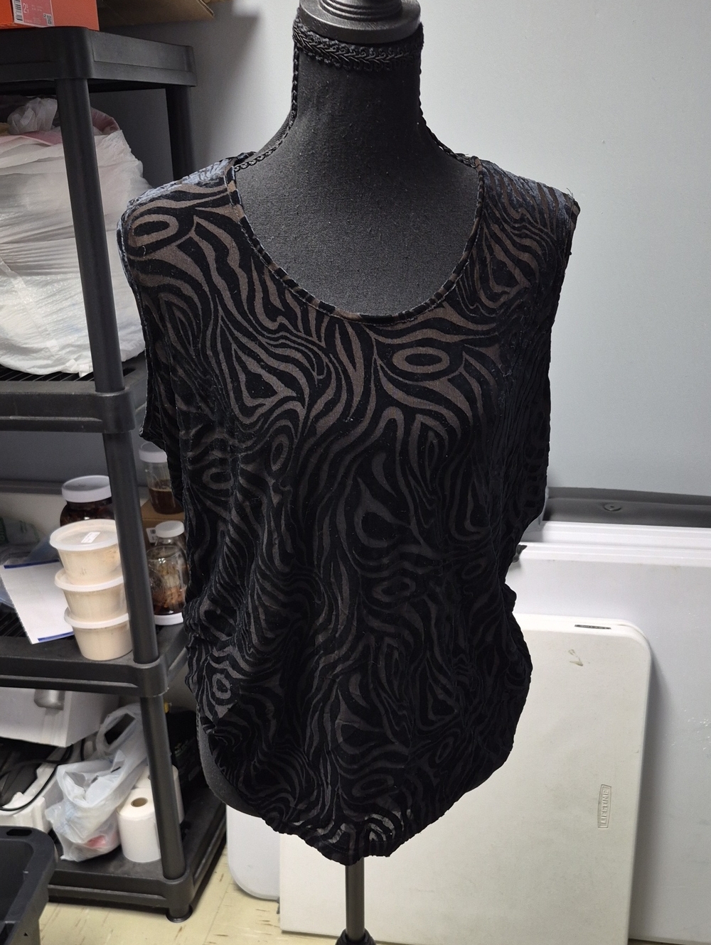 TanJay Black Sheer Zebra-Print Sleeveless Camisole